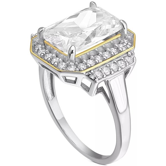 Jewelry - GIANI BERNINI Cubic Zirconia Halo Statement Ring in Sterling Silver &  Gold-Plat